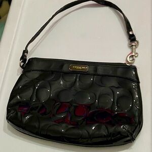 Coach Black Patent Signature Wristlet